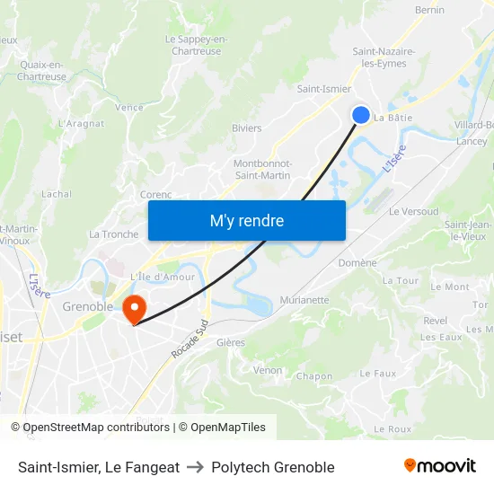 Saint-Ismier, Le Fangeat to Polytech Grenoble map