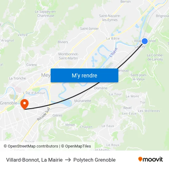 Villard-Bonnot, La Mairie to Polytech Grenoble map
