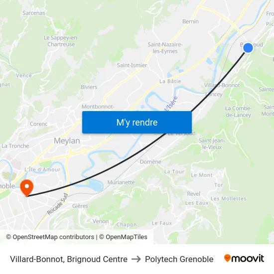 Villard-Bonnot, Brignoud Centre to Polytech Grenoble map