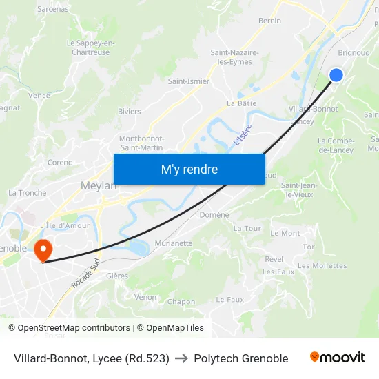 Villard-Bonnot, Lycee (Rd.523) to Polytech Grenoble map