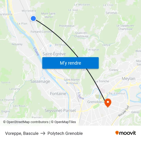 Voreppe, Bascule to Polytech Grenoble map
