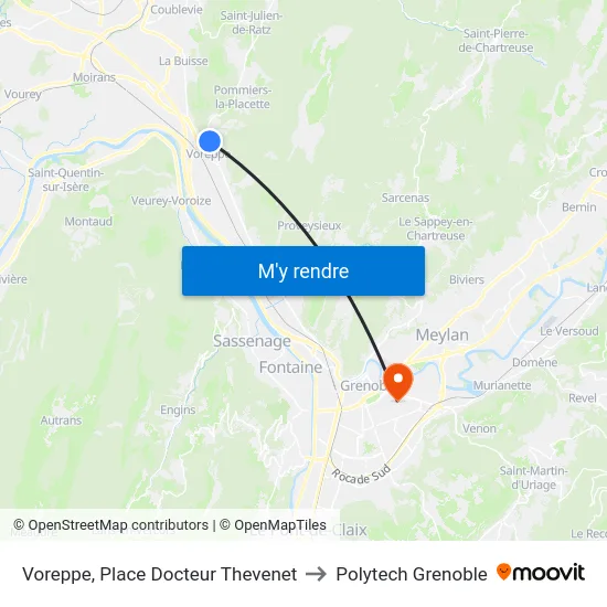 Voreppe, Place Docteur Thevenet to Polytech Grenoble map