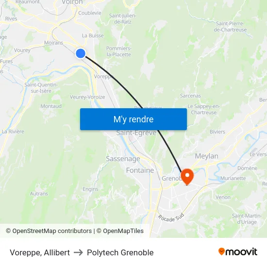 Voreppe, Allibert to Polytech Grenoble map