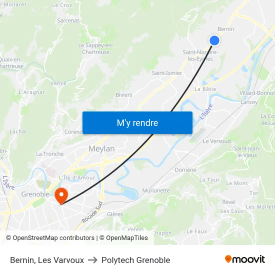 Bernin, Les Varvoux to Polytech Grenoble map