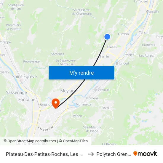 Plateau-Des-Petites-Roches, Les Margains to Polytech Grenoble map