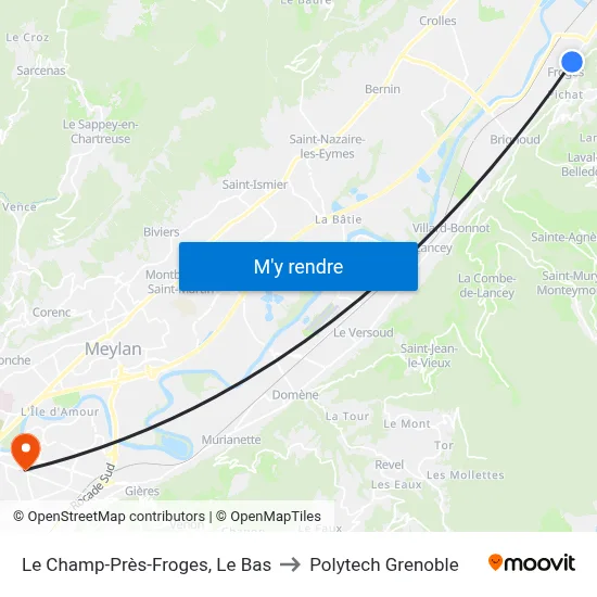 Le Champ-Près-Froges, Le Bas to Polytech Grenoble map