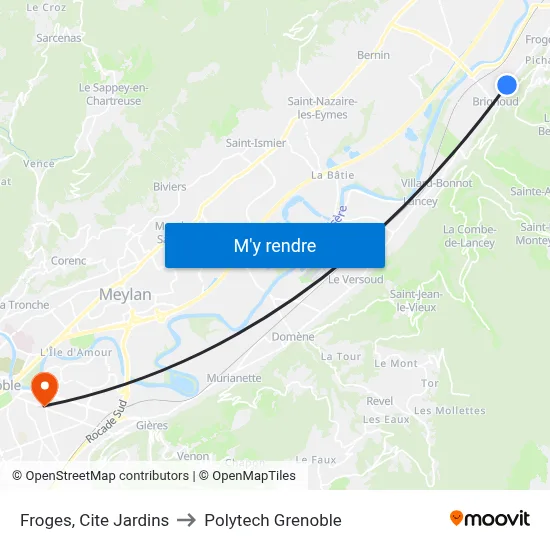 Froges, Cite Jardins to Polytech Grenoble map