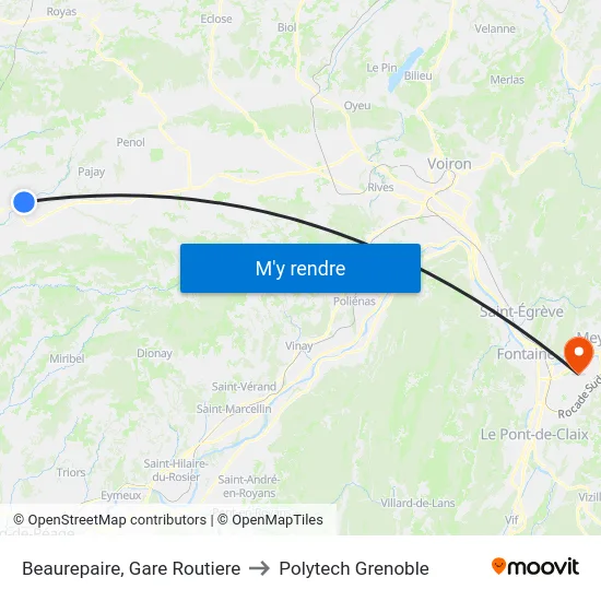 Beaurepaire, Gare Routiere to Polytech Grenoble map