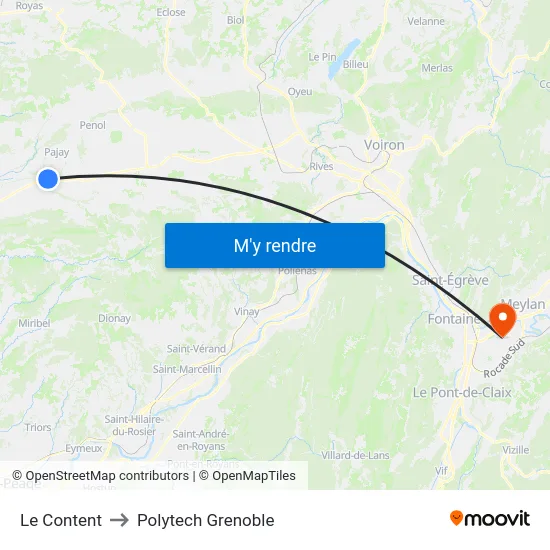Le Content to Polytech Grenoble map
