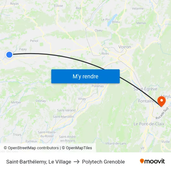 Saint-Barthélemy, Le Village to Polytech Grenoble map