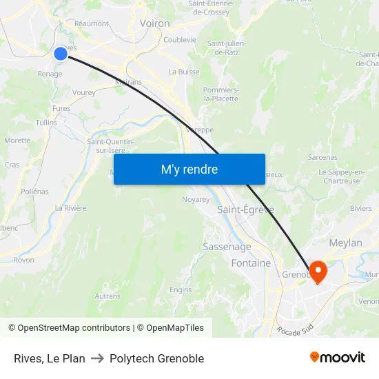 Rives, Le Plan to Polytech Grenoble map
