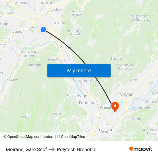 Moirans, Gare Sncf to Polytech Grenoble map