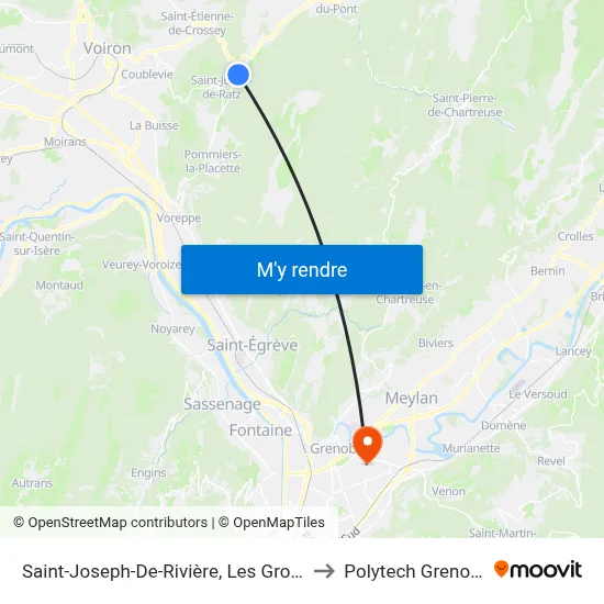 Saint-Joseph-De-Rivière, Les Grollets to Polytech Grenoble map