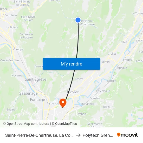 Saint-Pierre-De-Chartreuse, La Correrie to Polytech Grenoble map