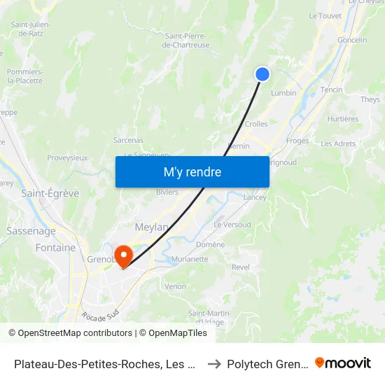 Plateau-Des-Petites-Roches, Les Chatains to Polytech Grenoble map
