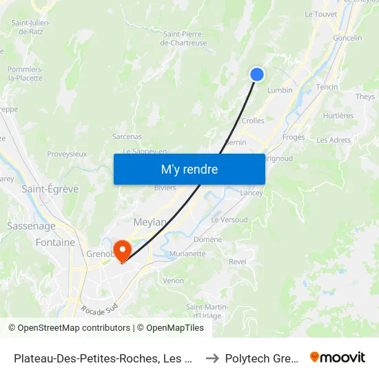 Plateau-Des-Petites-Roches, Les Massards to Polytech Grenoble map