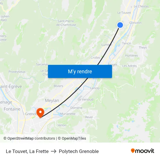 Le Touvet, La Frette to Polytech Grenoble map