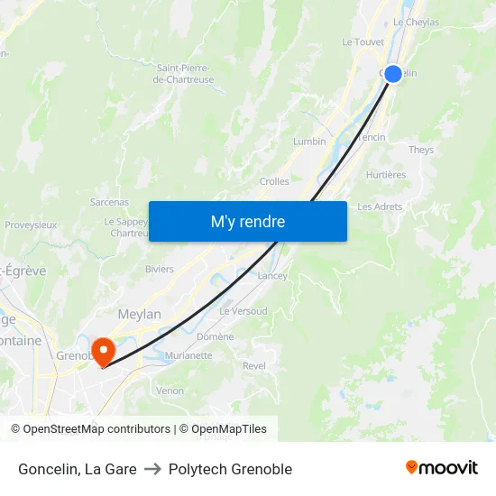 Goncelin, La Gare to Polytech Grenoble map