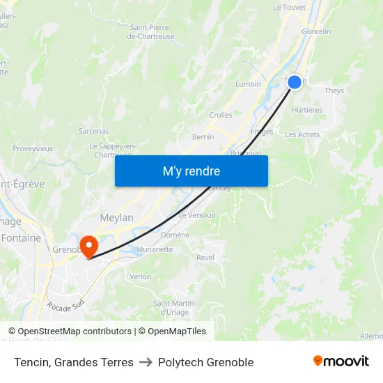 Tencin, Grandes Terres to Polytech Grenoble map