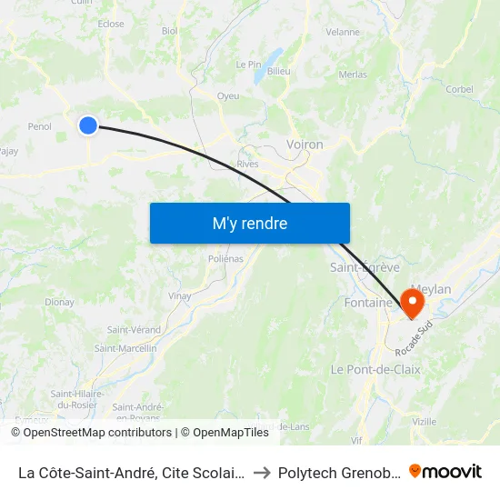La Côte-Saint-André, Cite Scolaire to Polytech Grenoble map