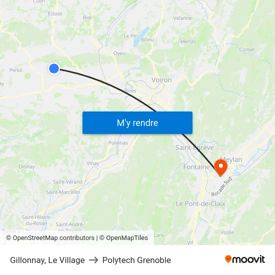 Gillonnay, Le Village to Polytech Grenoble map