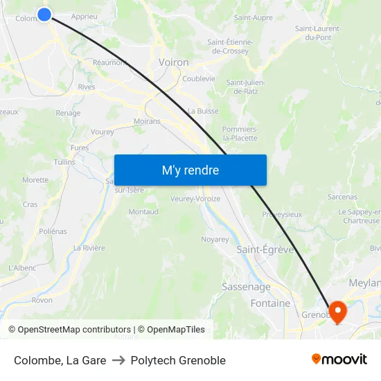Colombe, La Gare to Polytech Grenoble map