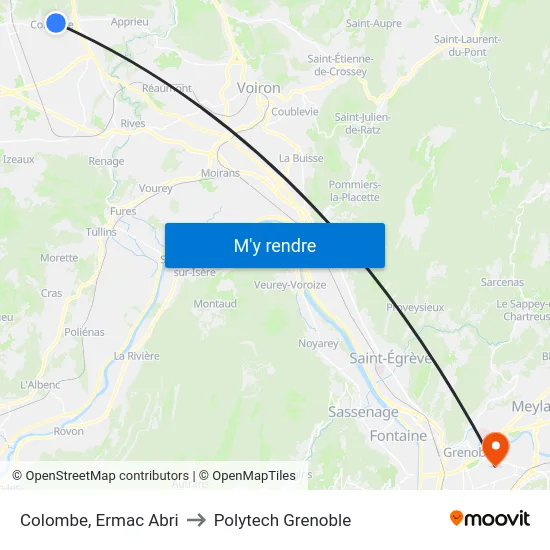 Colombe, Ermac Abri to Polytech Grenoble map