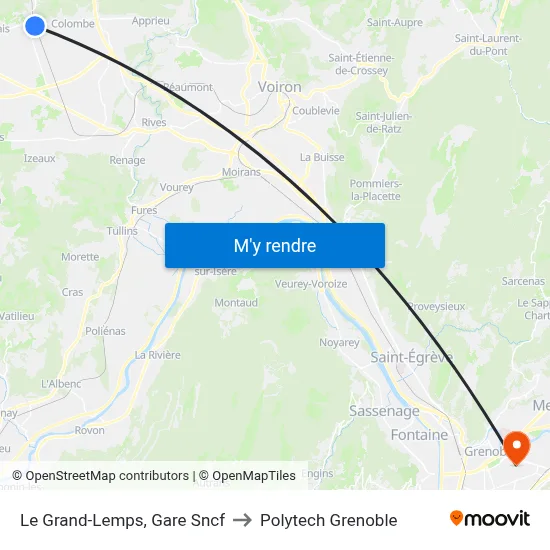 Le Grand-Lemps, Gare Sncf to Polytech Grenoble map