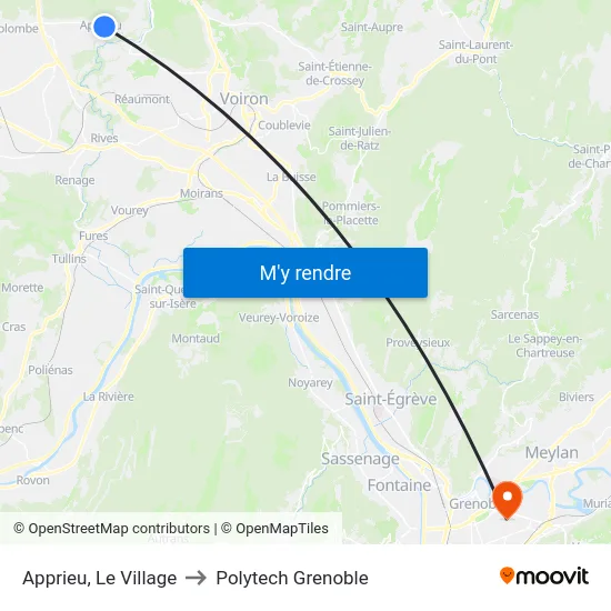 Apprieu, Le Village to Polytech Grenoble map