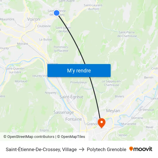Saint-Étienne-De-Crossey, Village to Polytech Grenoble map