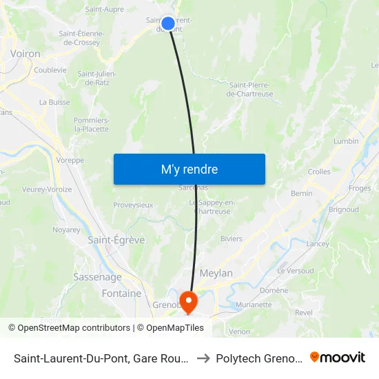Saint-Laurent-Du-Pont, Gare Routiere to Polytech Grenoble map