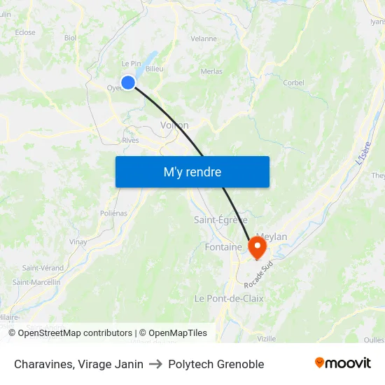 Charavines, Virage Janin to Polytech Grenoble map