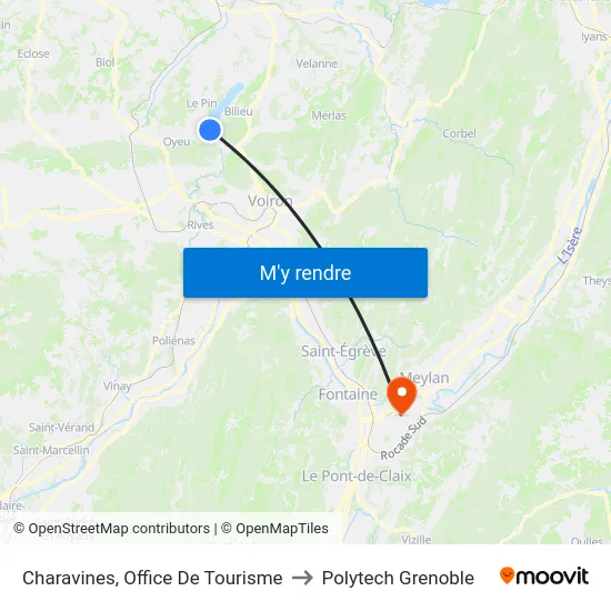 Charavines, Office De Tourisme to Polytech Grenoble map