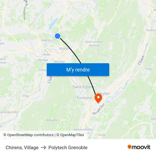 Chirens, Village to Polytech Grenoble map