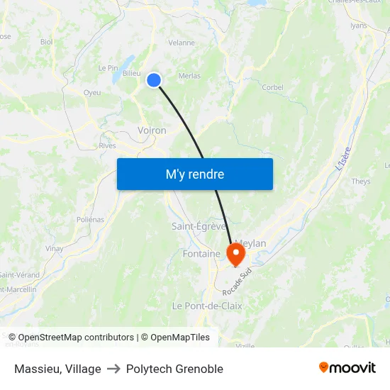 Massieu, Village to Polytech Grenoble map