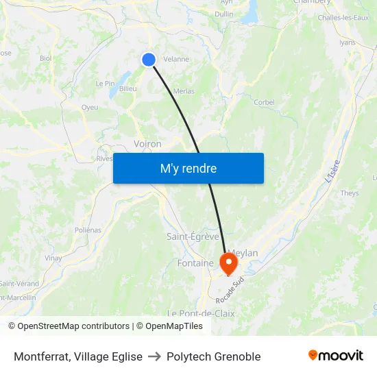 Montferrat, Village Eglise to Polytech Grenoble map