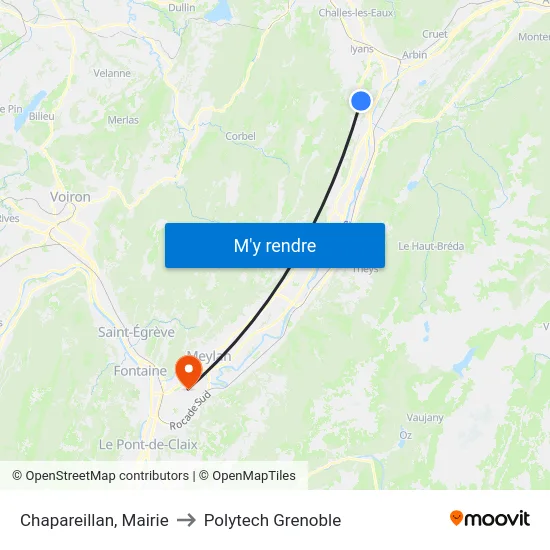 Chapareillan, Mairie to Polytech Grenoble map