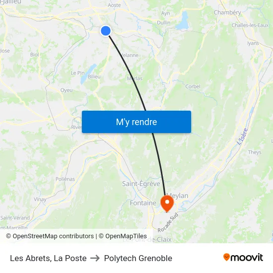 Les Abrets, La Poste to Polytech Grenoble map