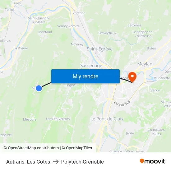 Autrans, Les Cotes to Polytech Grenoble map
