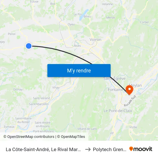 La Côte-Saint-André, Le Rival Marguetiere to Polytech Grenoble map