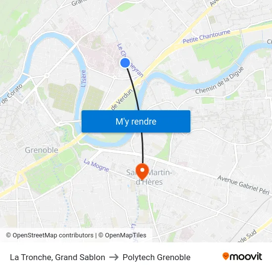 La Tronche, Grand Sablon to Polytech Grenoble map