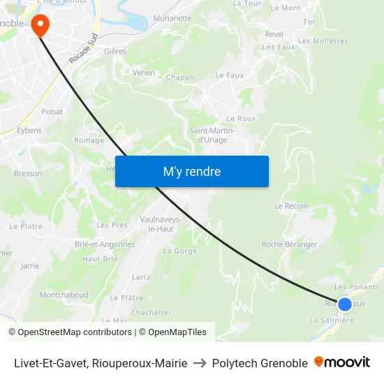 Livet-Et-Gavet, Riouperoux-Mairie to Polytech Grenoble map