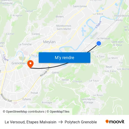 Le Versoud, Etapes Malvaisin to Polytech Grenoble map