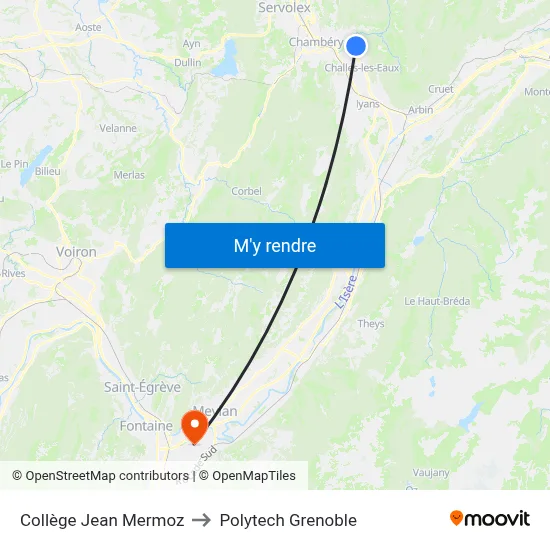 Collège Jean Mermoz to Polytech Grenoble map