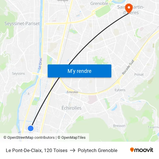 Le Pont-De-Claix, 120 Toises to Polytech Grenoble map
