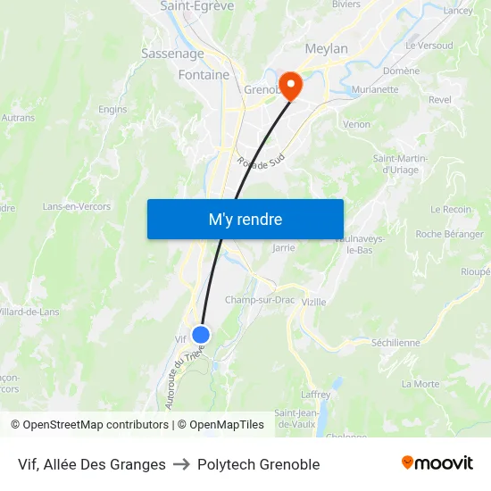 Vif, Allée Des Granges to Polytech Grenoble map