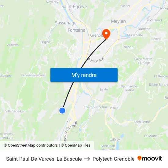 Saint-Paul-De-Varces, La Bascule to Polytech Grenoble map