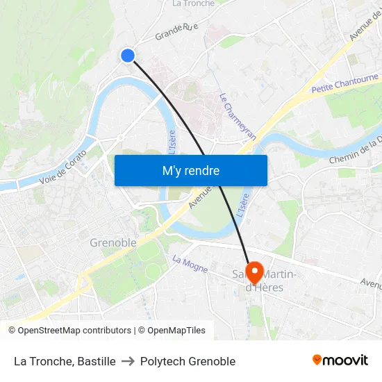 La Tronche, Bastille to Polytech Grenoble map