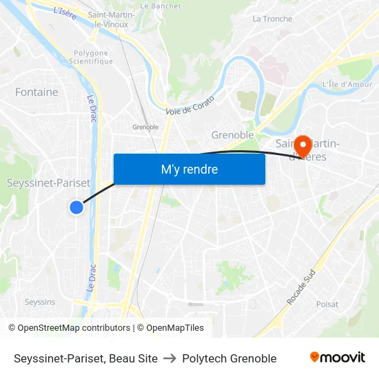 Seyssinet-Pariset, Beau Site to Polytech Grenoble map