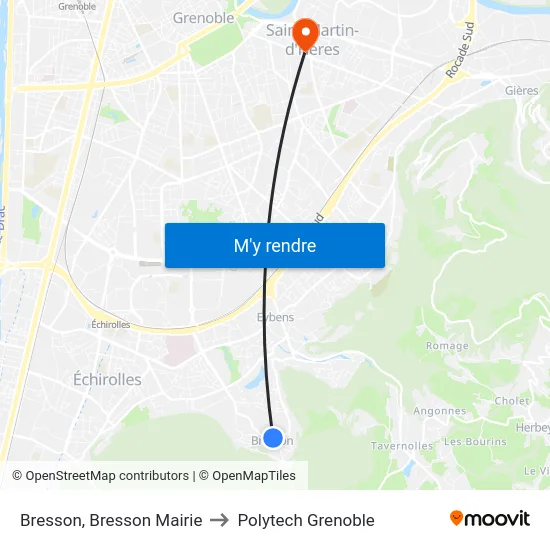 Bresson, Bresson Mairie to Polytech Grenoble map